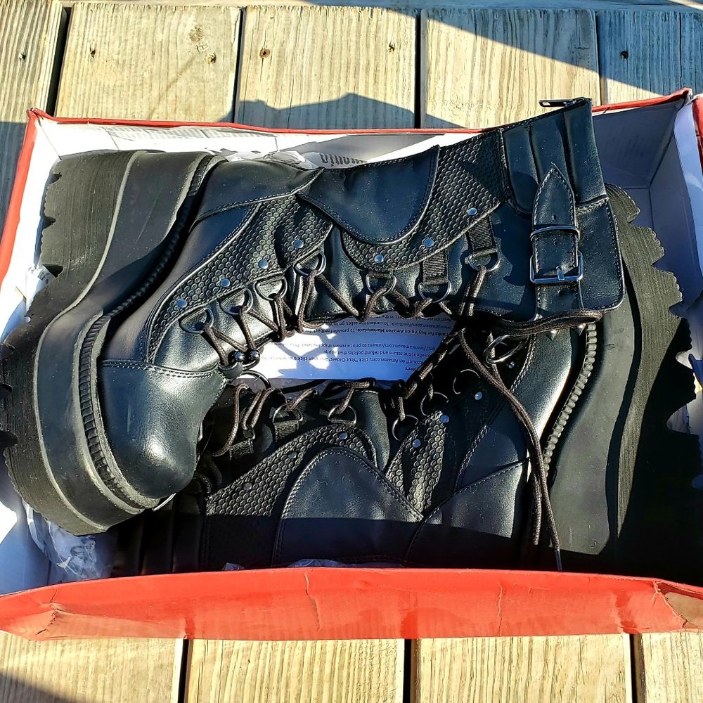 Demonia Vegan Leather Knee High Boots [worn 3 times]